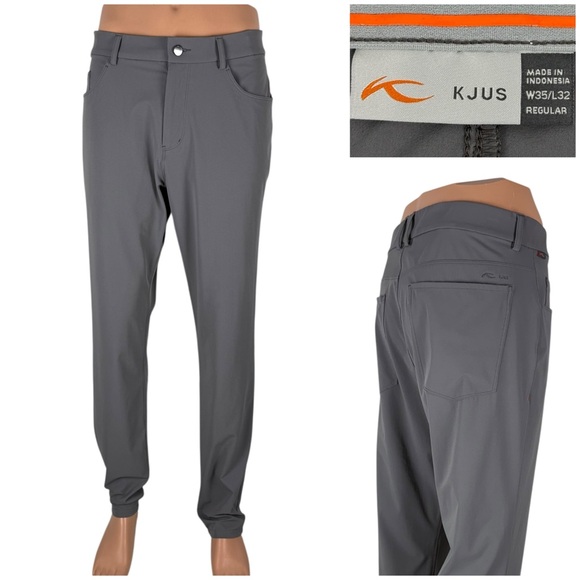 Kjus Mens 35 X 32 Pants Gray Regular Tailored Fit Stretch Golf Casual EUC